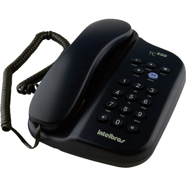 TELEFONE C/FIO TC500 S/CHAVE PRETO GRAFITE INTELBRAS