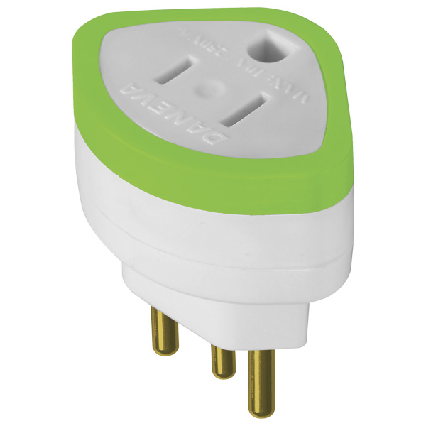 PLUG ADAPTADOR 2P+T 10A/250V P/PINO CHATO BLISTER 1631 DANEVA