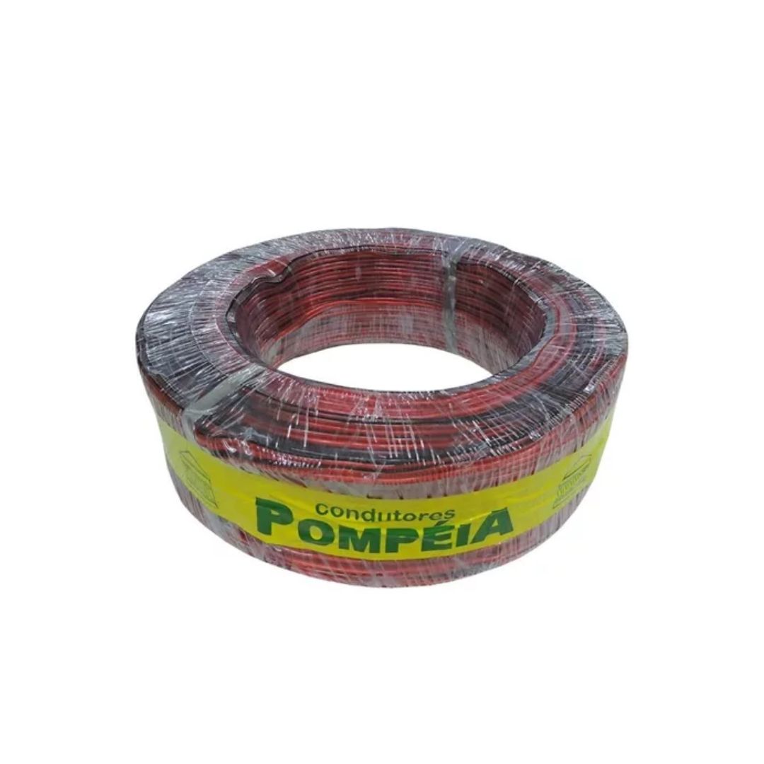 CABO BICOLOR CRISTAL 2X22AWG 2X0,30MM VERMELHO C/100M POMPEIA