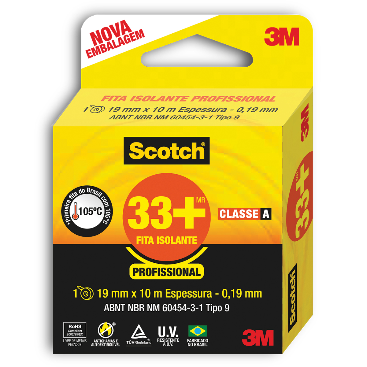 FITA ISOLANTE SCOTCH33+ 10 METROS 19MMX10M 3M