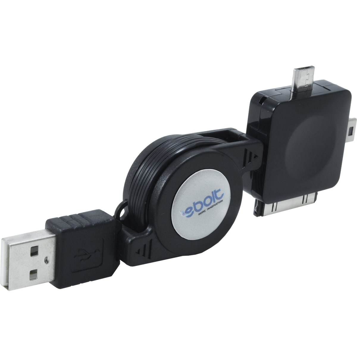 CABO USB P/ IPOD/IPHONE RETRATIL PRETO 60CM EBOLT