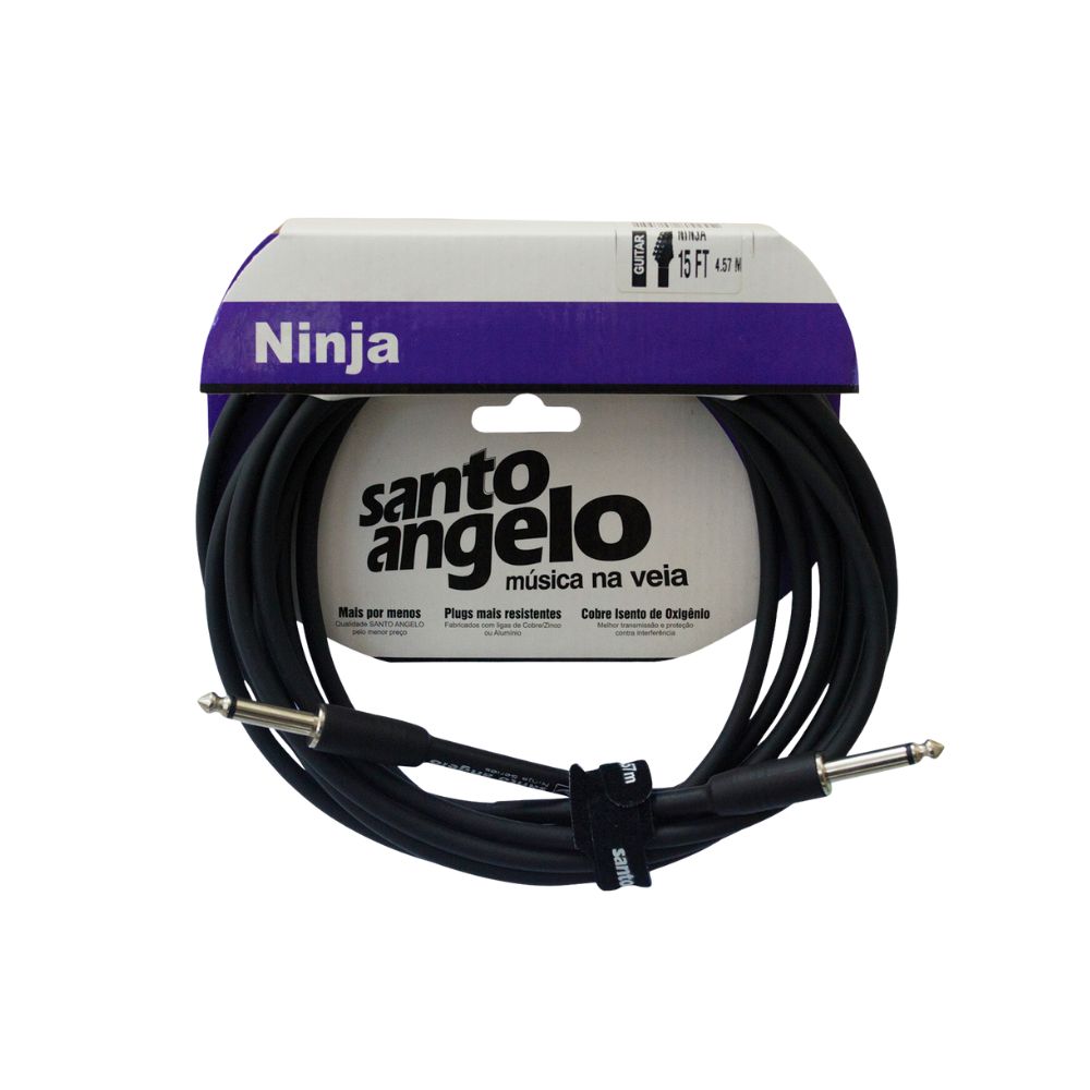 CABO GUITARRA 0,20MM P10 X P10 NINJA 3,05M SANTO ANGELO