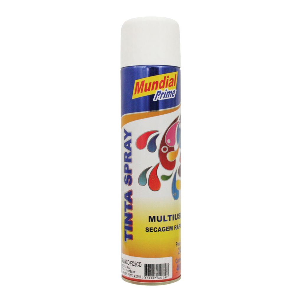 TINTA SPRAY USO GERAL BRANCO FOSCO 400ML MUNDIAL PRIME