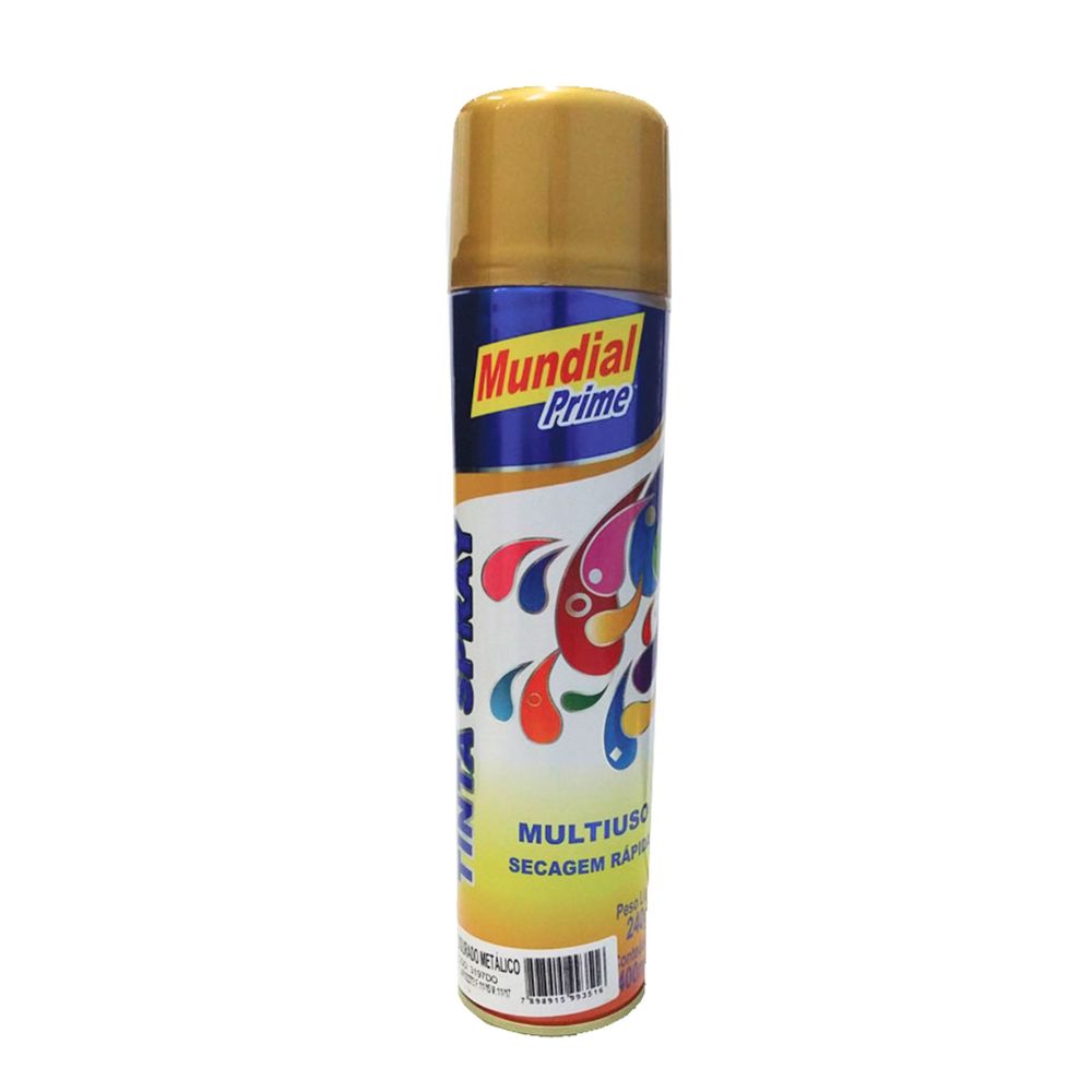 TINTA SPRAY METALICA DOURADO 400ML MUNDIAL PRIME