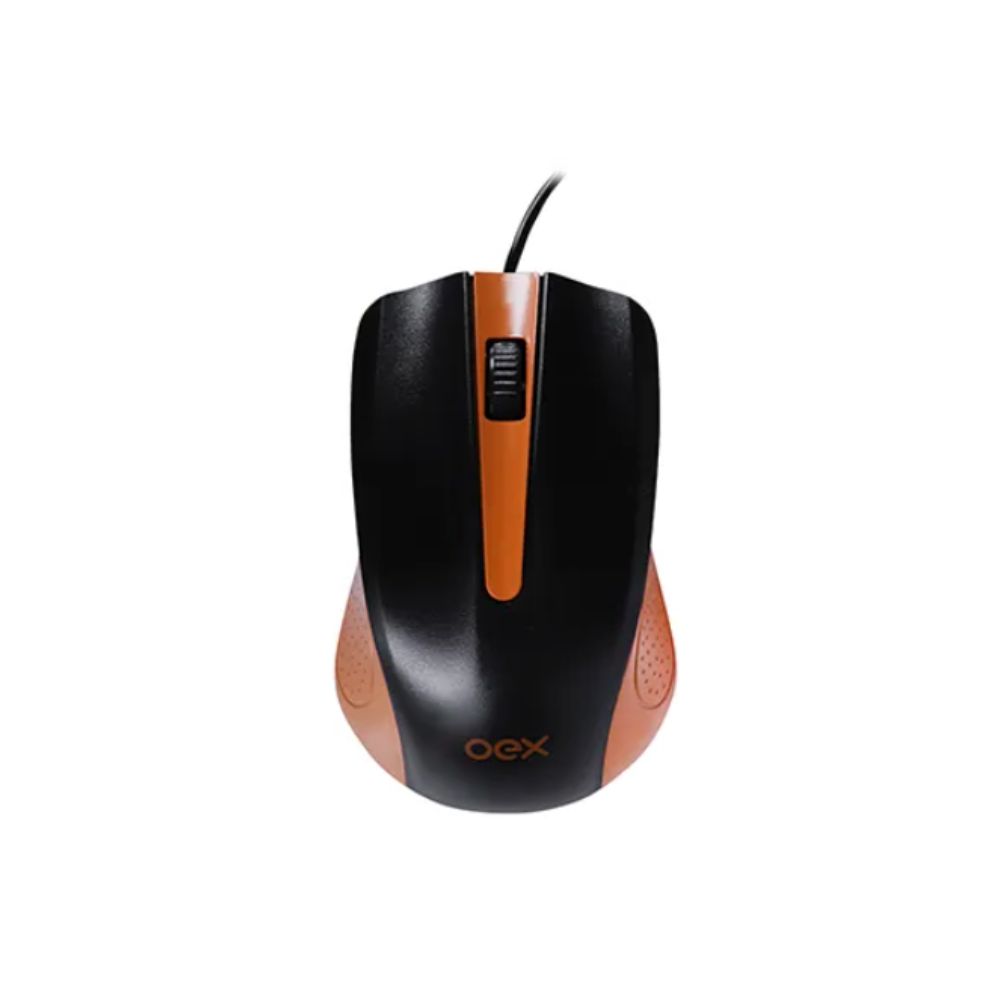 MOUSE COM FIO OPTICO STANDARD MS100 PRETO/LARANJA OEX