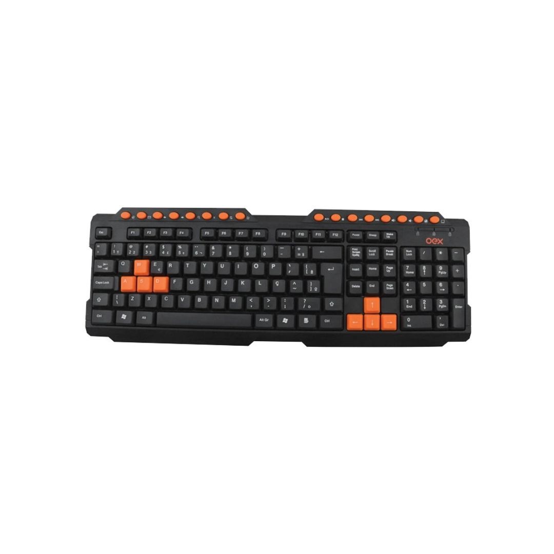 TECLADO USB MULTIMIDIA GAMER TC200 PRETO/LARANJA OEX