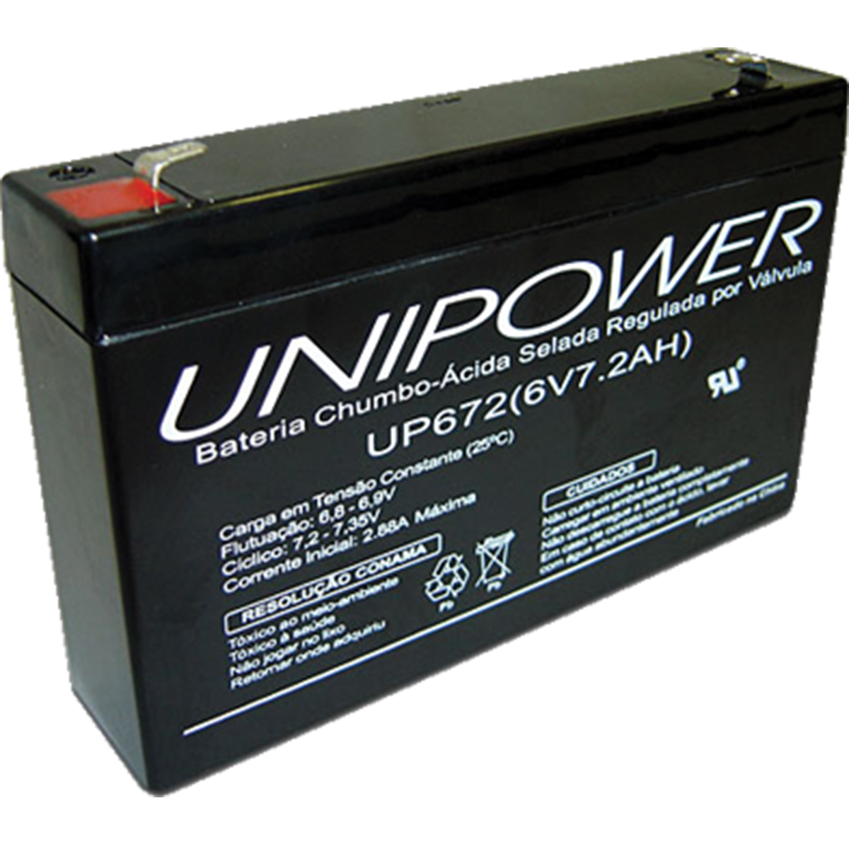 BATERIA 6V 7,2AH SELADA F187 UP672 RT UNIPOWER