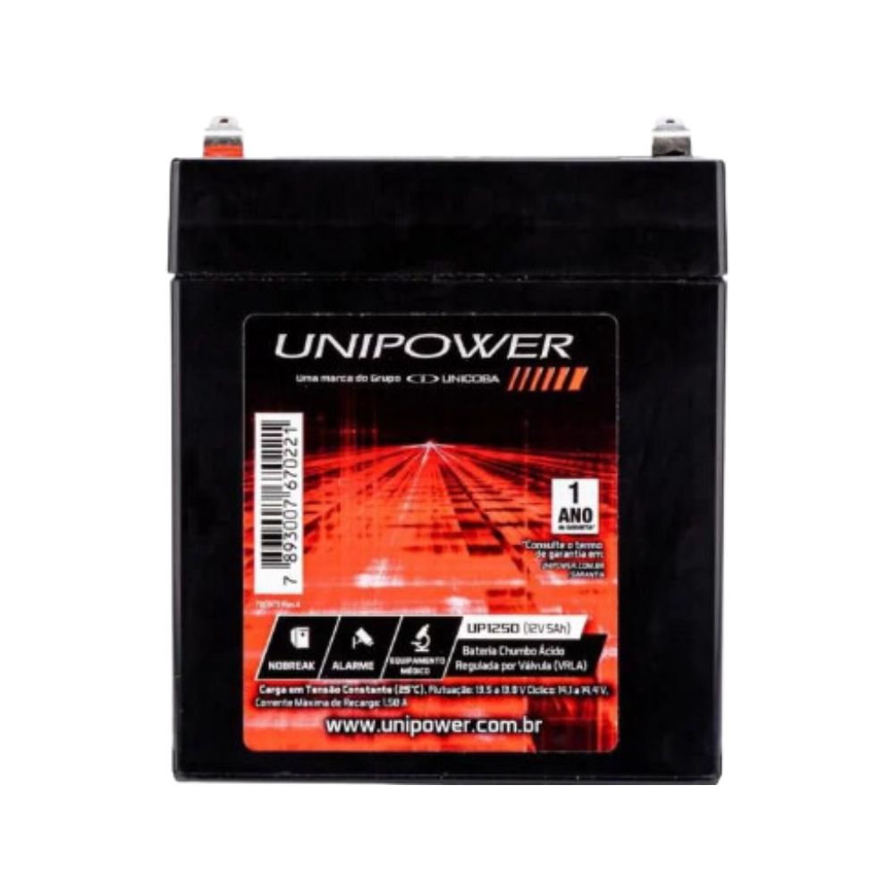 BATERIA 12V 5,0AH SELADA F187 UP1250 OT UNIPOWER