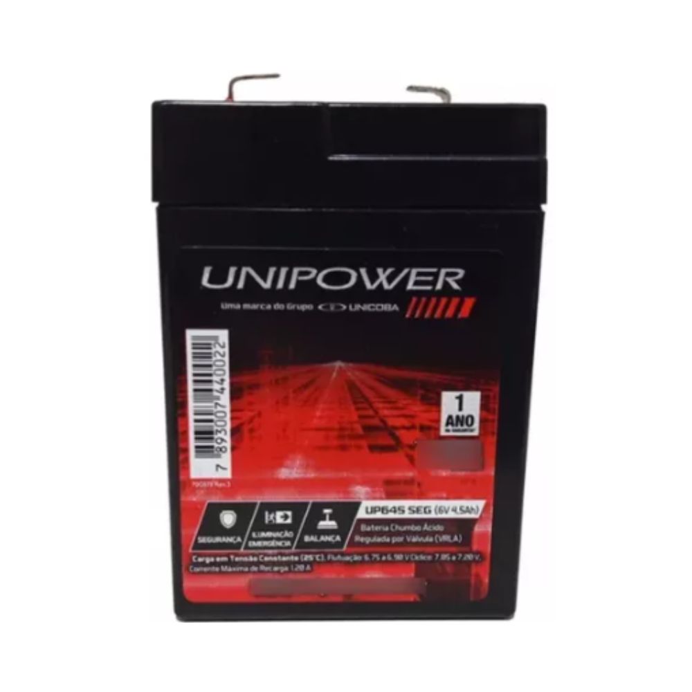 BATERIA 6V 4,5A SELADA UP645 SEG UNIPOWER