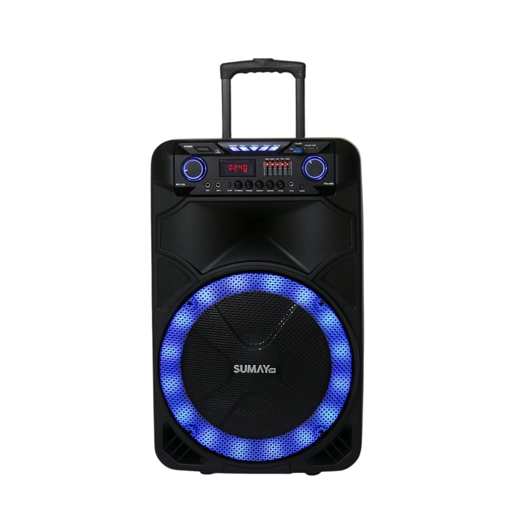 CAIXA DE SOM AMPLIFICADA THUNDER X AF 15 1000W C/ MICROFONE E CONTROLE BLUETOOTH/FM/USB/ SD SUMAY