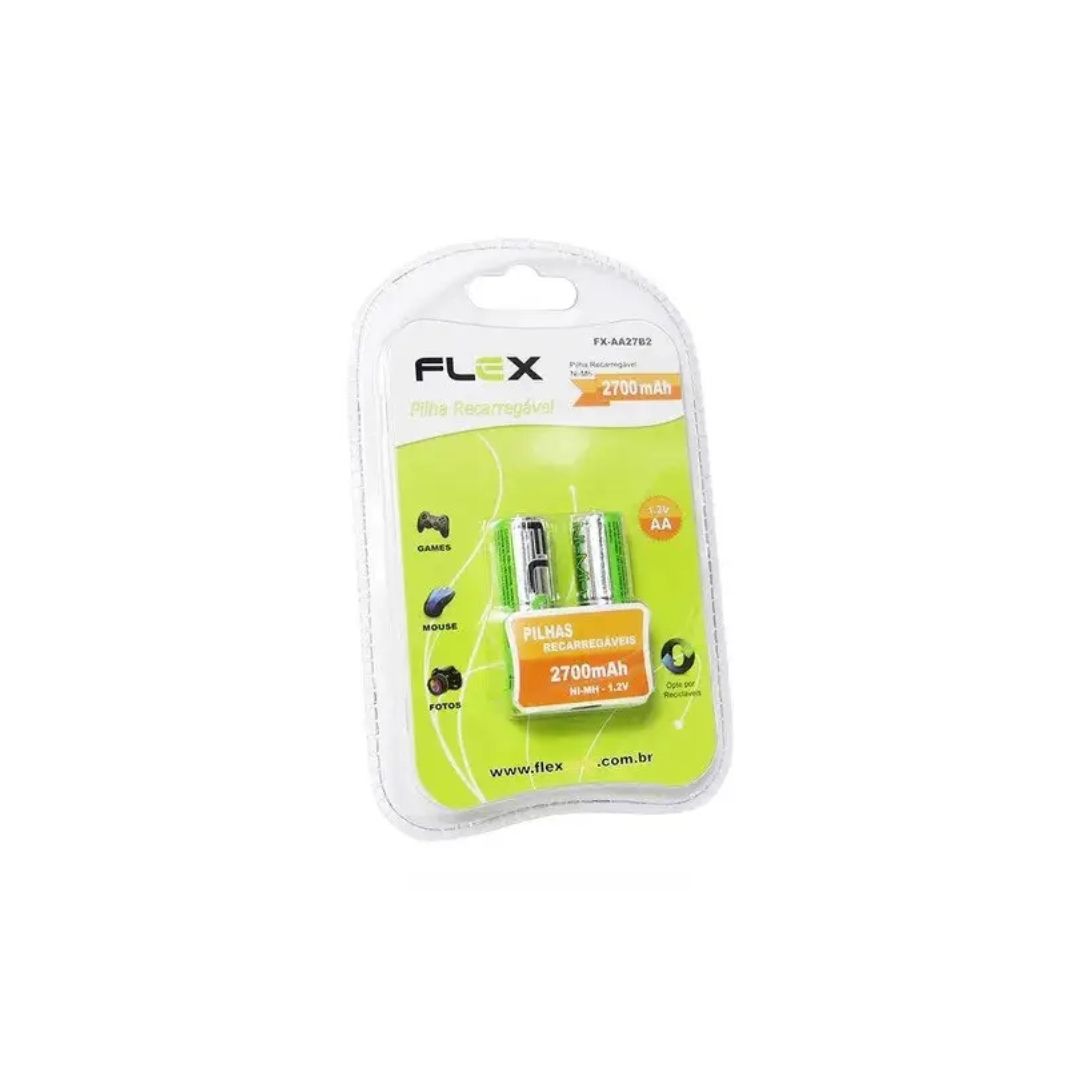 PILHA RECARREGAVEL AA BLISTER C/2 2700MAH FLEX