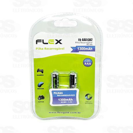 PILHA RECARREGAVEL AAA BLISTER C/2 1300MAH FLEX