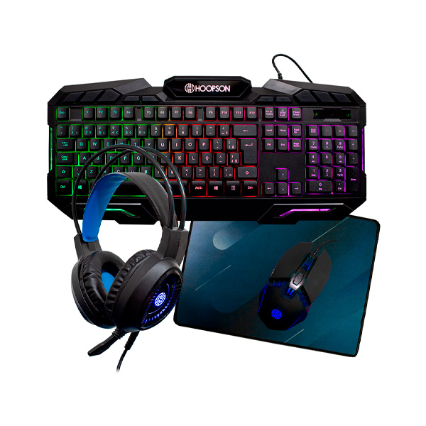 KIT GAMER 4x1 LED RGB TECLADO COM MOUSE/MOUSEPAD/HEADSET TPC-068K HOOPSON