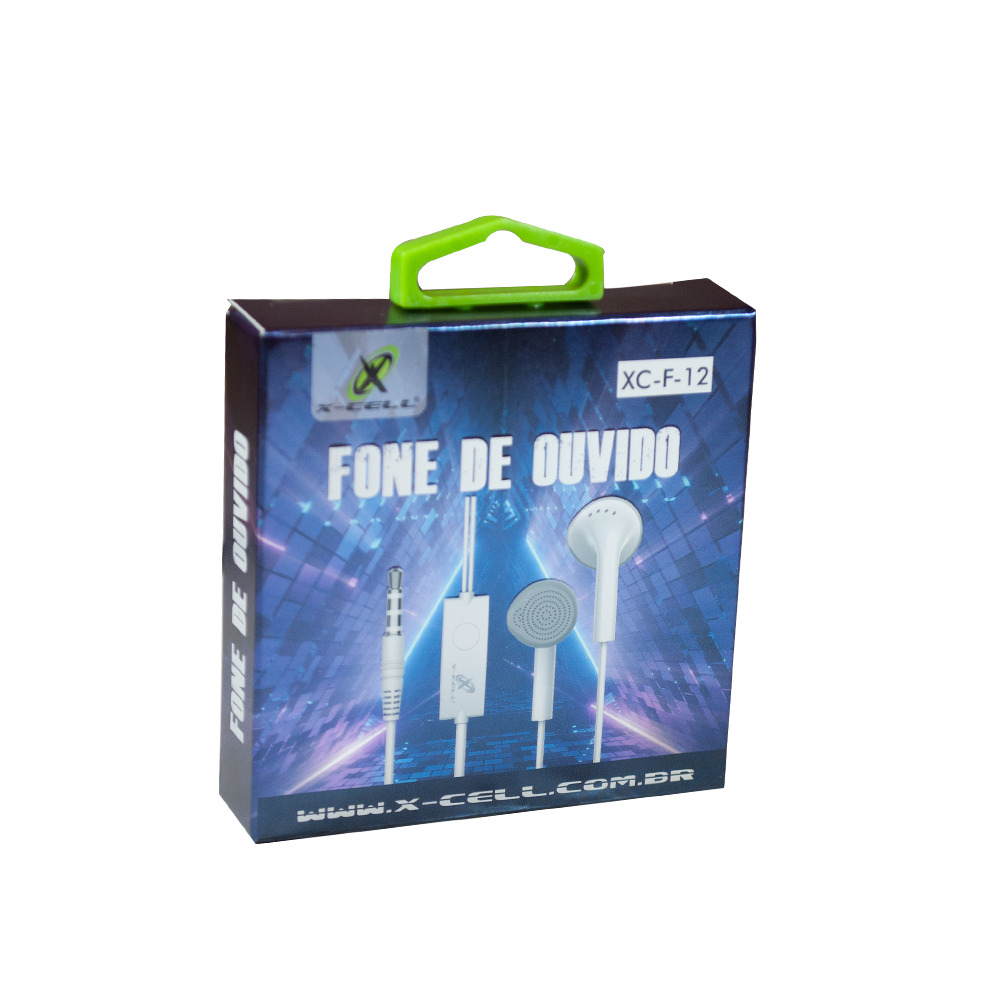 FONE DE OUVIDO HEADSET STEREO C/ MICROFONE P2 XC-F-12 BRANCO 1,5M FLEX