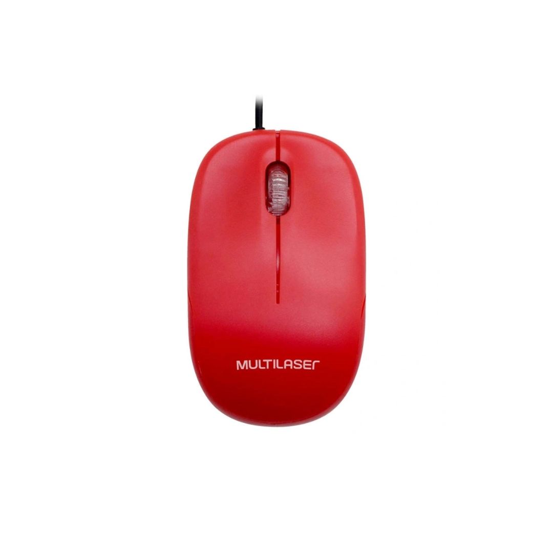 MOUSE COM FIO MID 1200DPI USB CABO 1,20M 3 BOTOES MO292 VERMELHO FOSCO MULTILASER