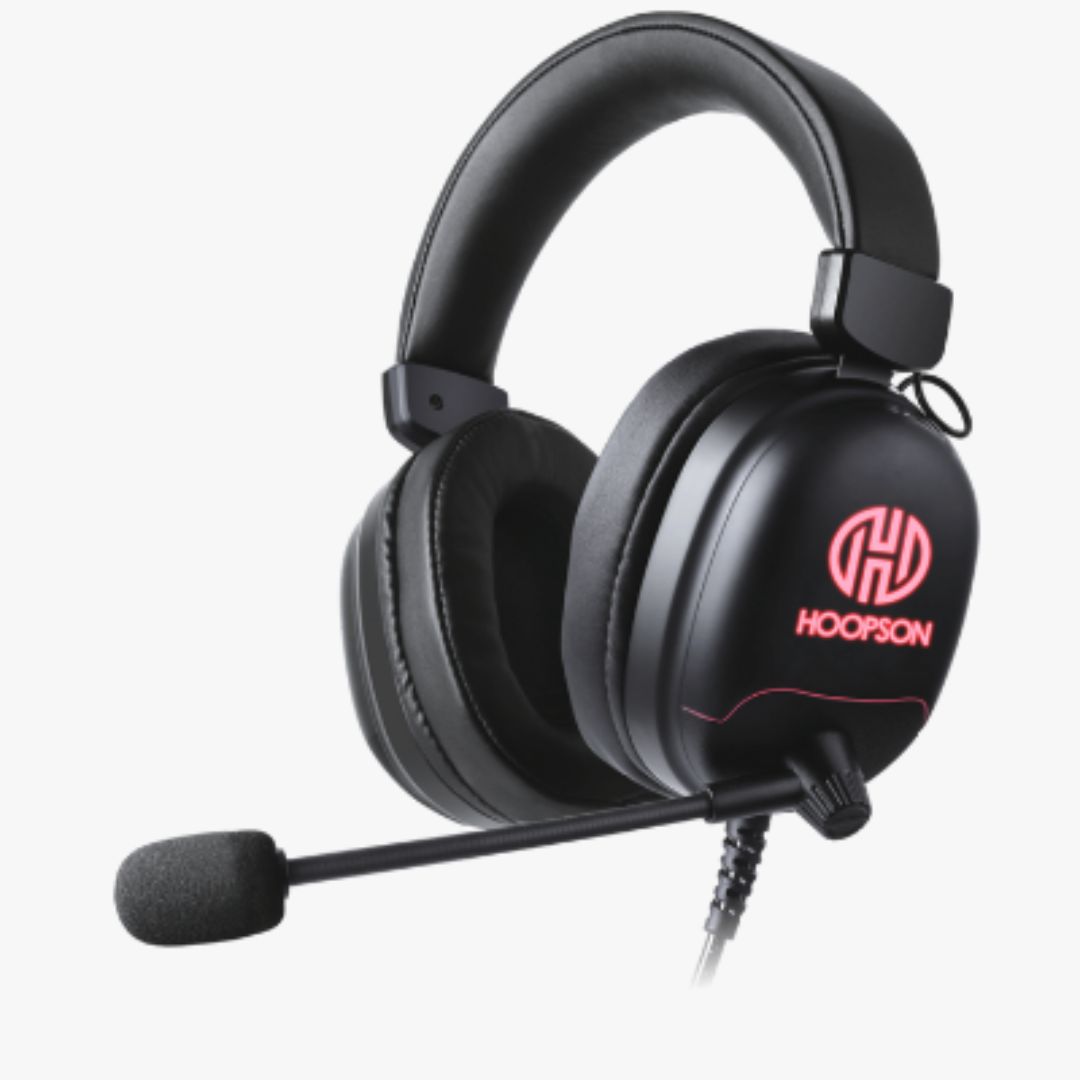 FONE DE OUVIDO HEADSET GAMER USB C/ MICROFONE F-102 PRETO/VERMELHO HOOPSON