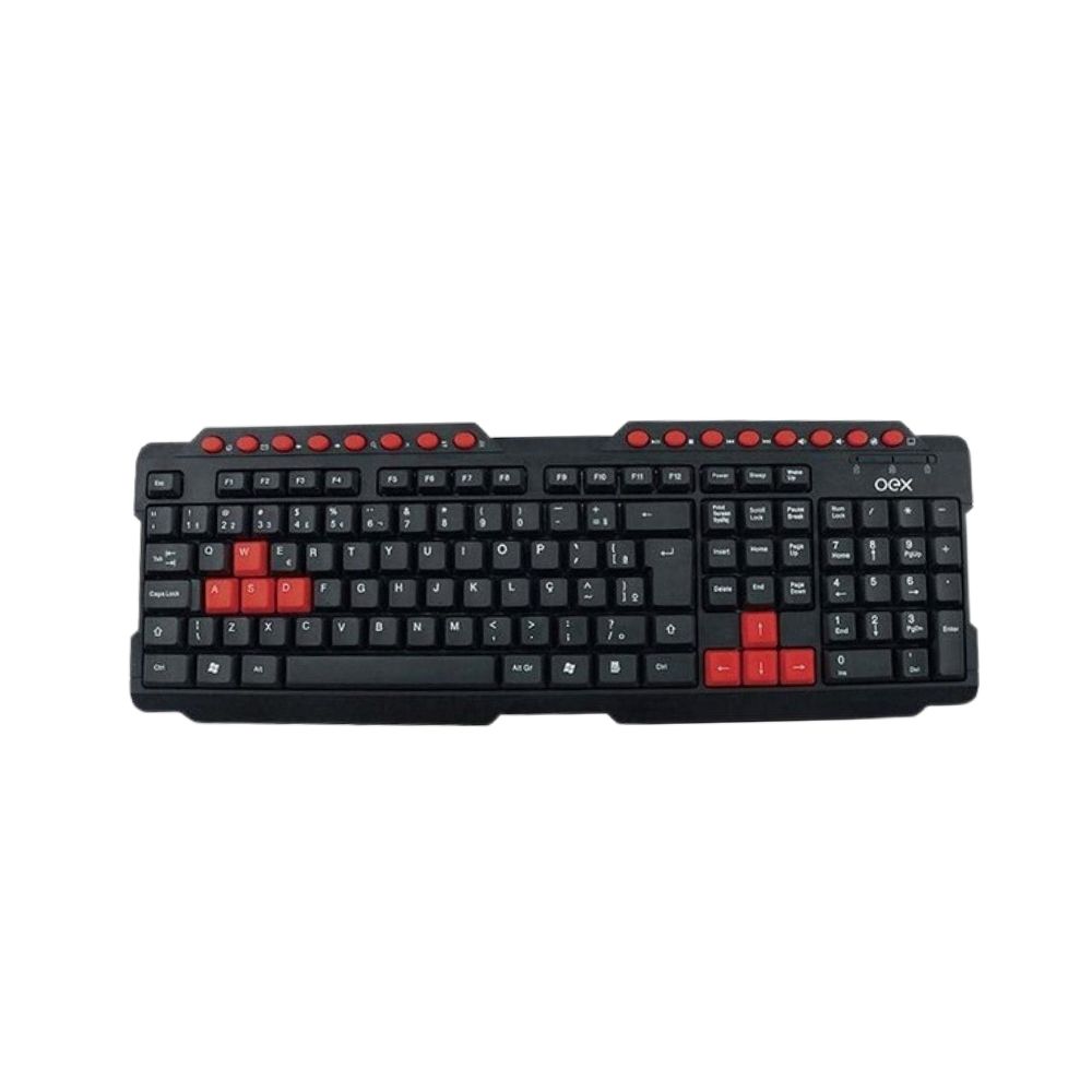 TECLADO USB MULTIMIDIA GAMER TC200 PRETO/VERMELHO OEX