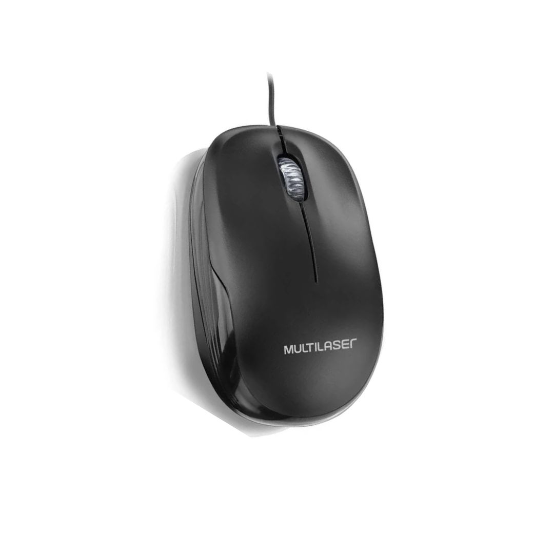 MOUSE COM FIO MID 1200DPI USB CABO 1,20M 3 BOTOES MO255 PRETO FOSCO MULTILASER