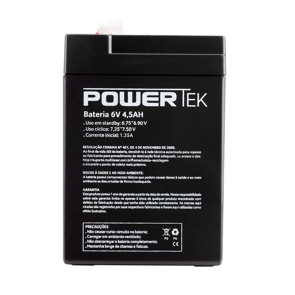 BATERIA 6V 4,5A SELADA EN071 POWERTEK MULTILASER