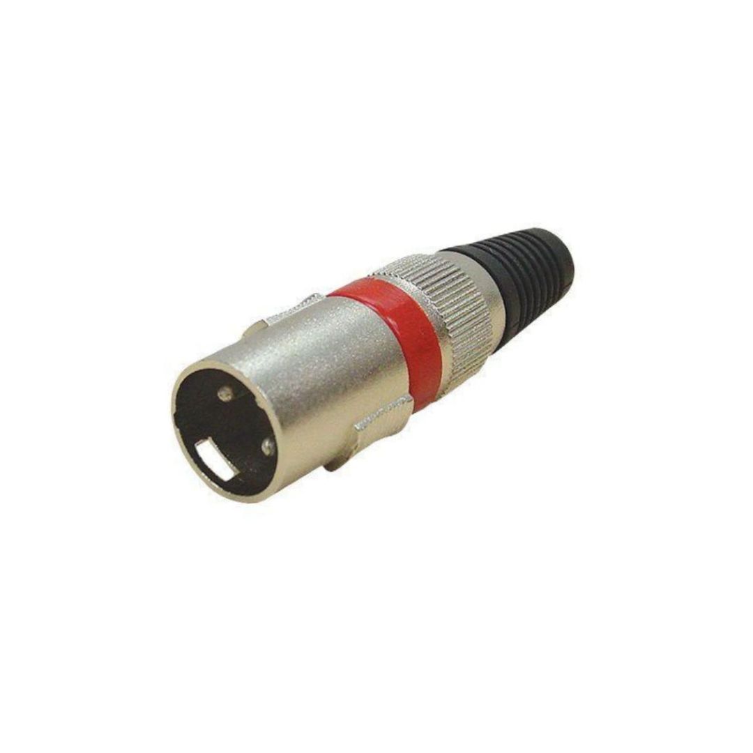 CANNON XLR MACHO METAL NIQUELADO C/5 VERMELHO IMPORTADO