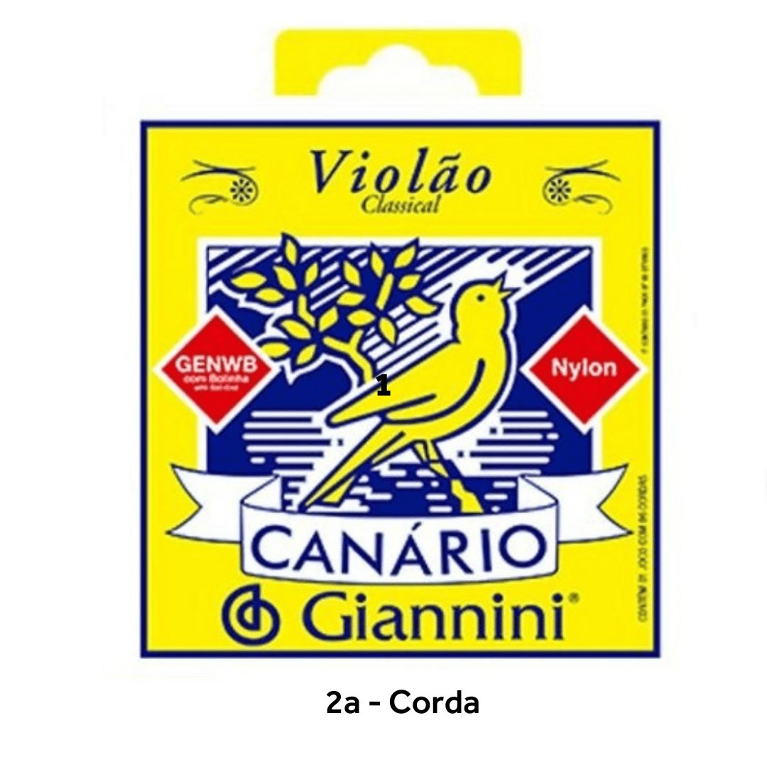 CORDA NYLON VIOLAO GENWB 2a (SI) C/6 C/ BOLINHA GIANNINI