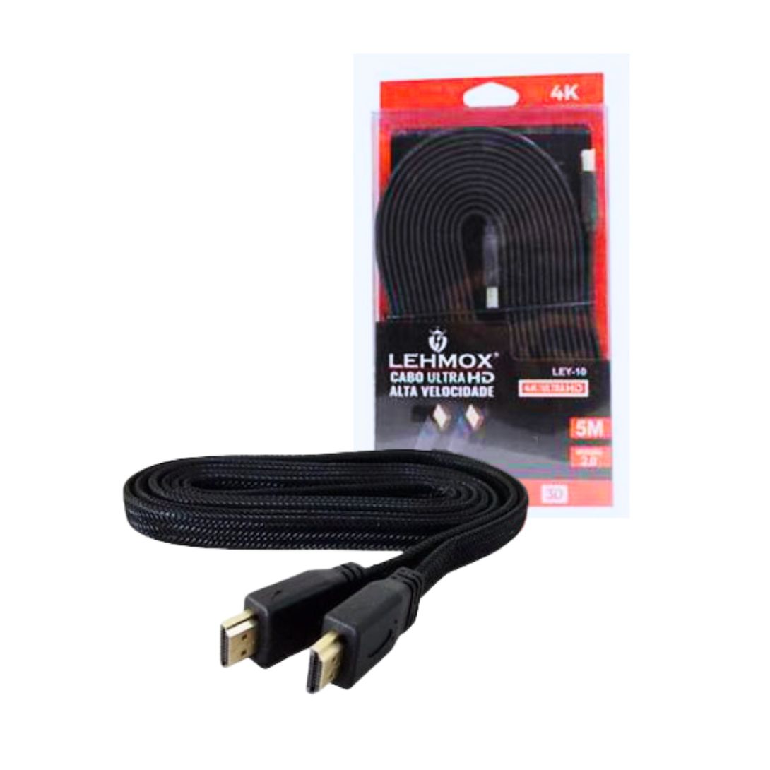 CABO HDMI GOLD 2.0 5M 4K ULTRA HD LEY-10 PRETO LEHMOX