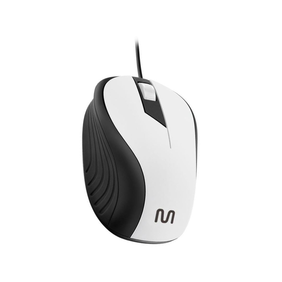 MOUSE COM FIO EMBORRACHADO USB MO224 BRANCO/PRETO MULTILASER