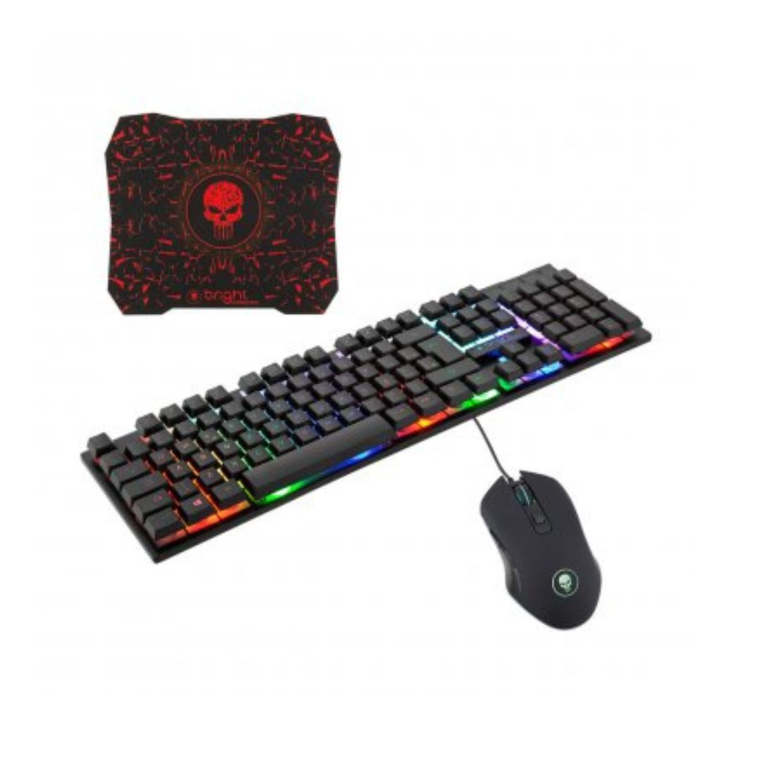 KIT GAMER 3X1 LED TECLADO/MOUSEPAD/MOUSE 800/1200/1600/2400DPI BRIGHT