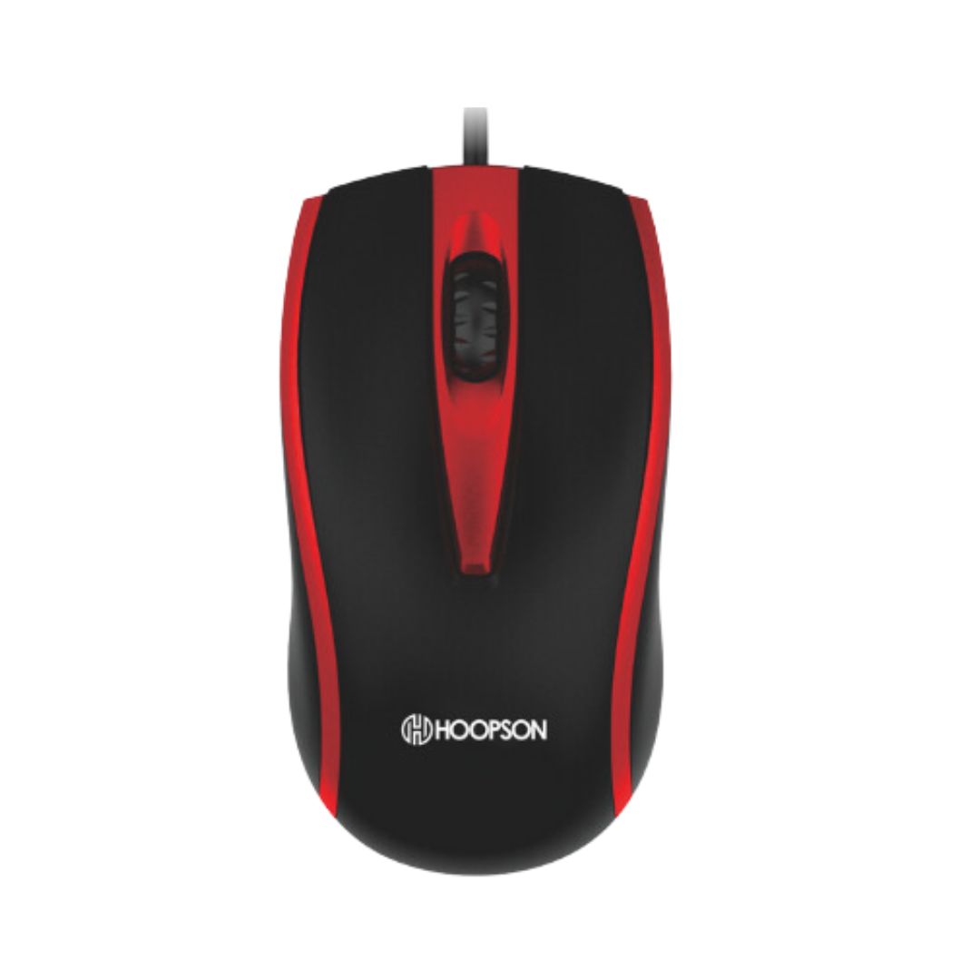 MOUSE COM FIO OTICO OFFICE USB 1000DPI MS-038 PRETO/VERMELHO HOOPSON