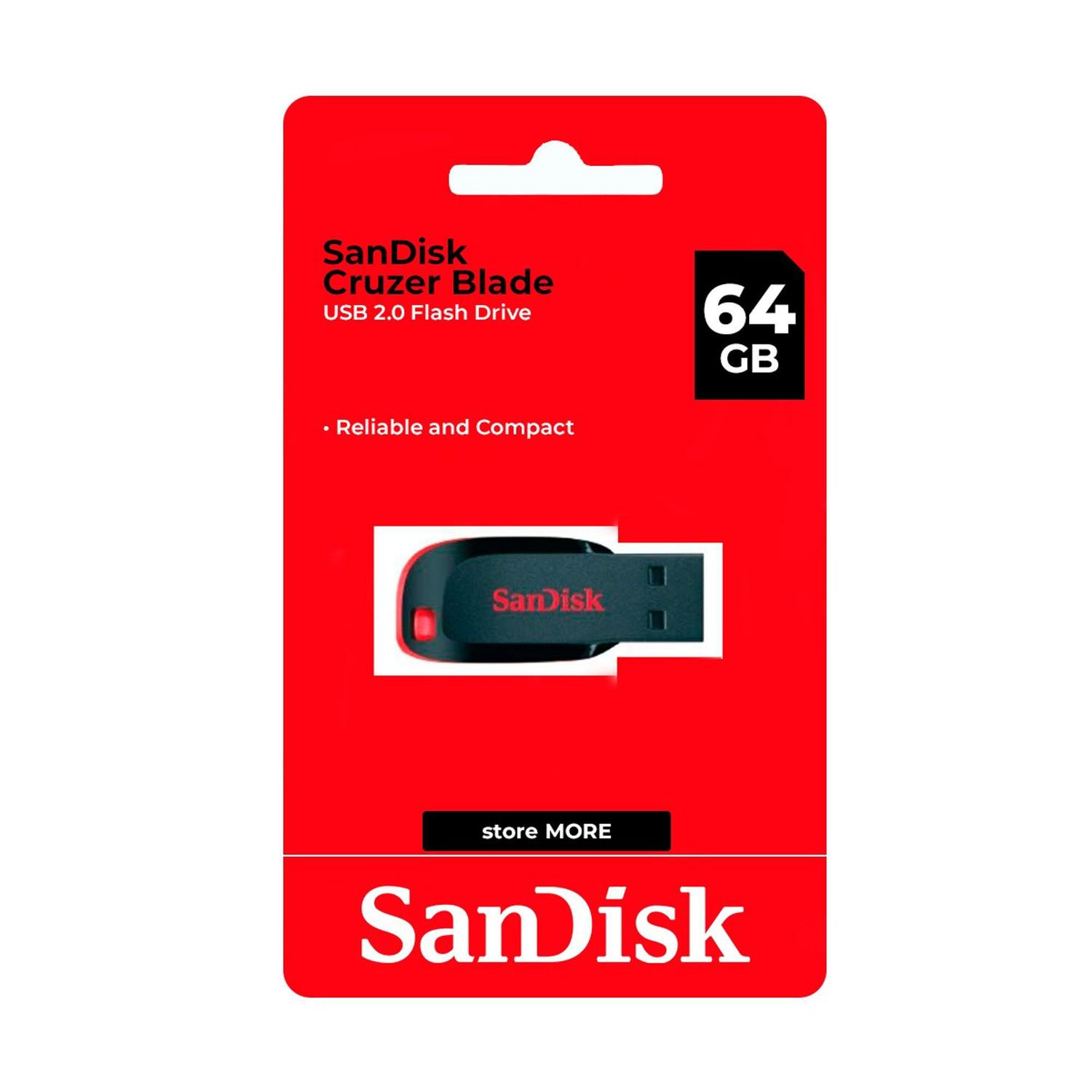 PEN DRIVE 64GB CRUZER BLADE PRETO SANDISK