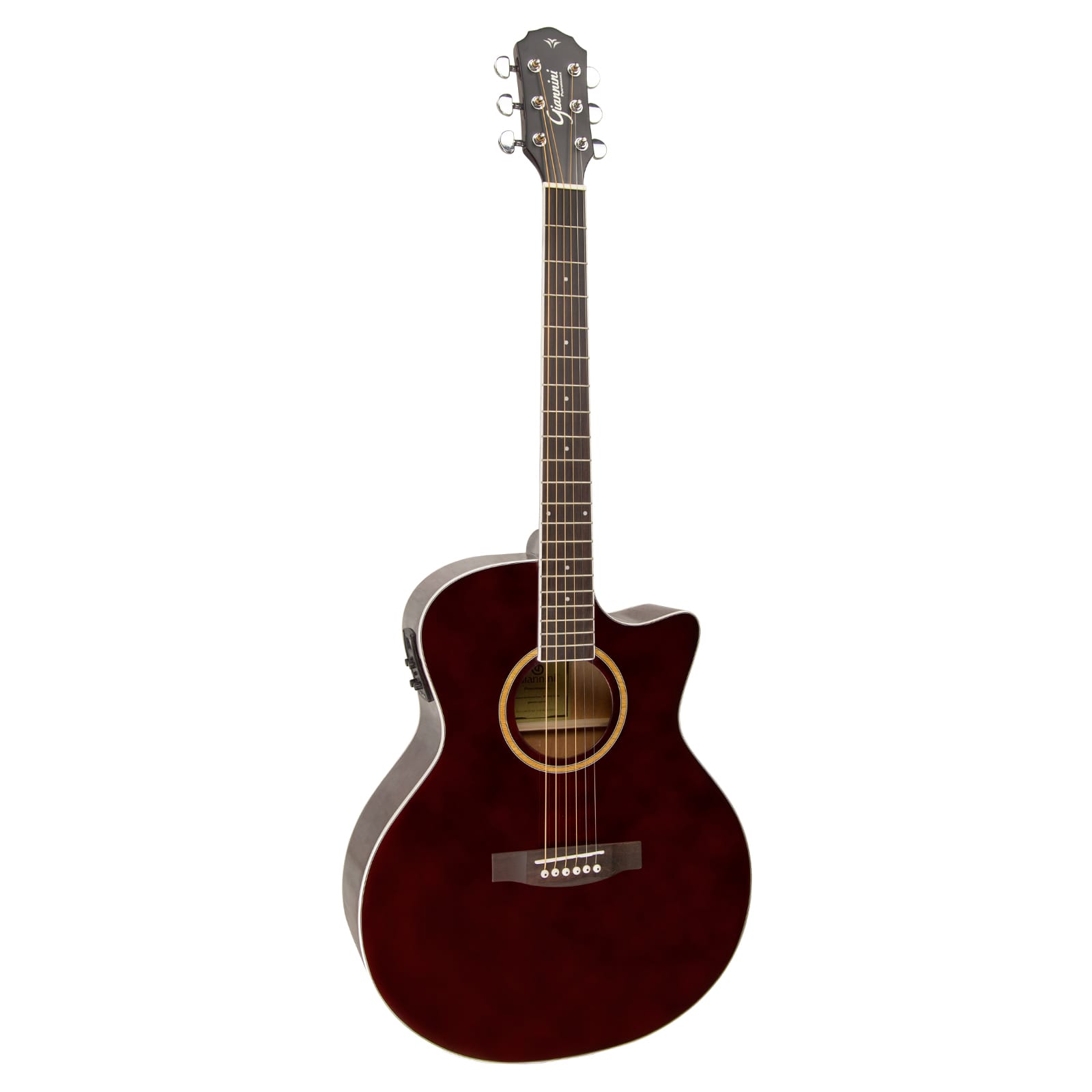 VIOLAO ELETRICO NYLON MINI JUMBO C/ CUTAWAY GSF-3 CEQ DARK WINE GIANNINI