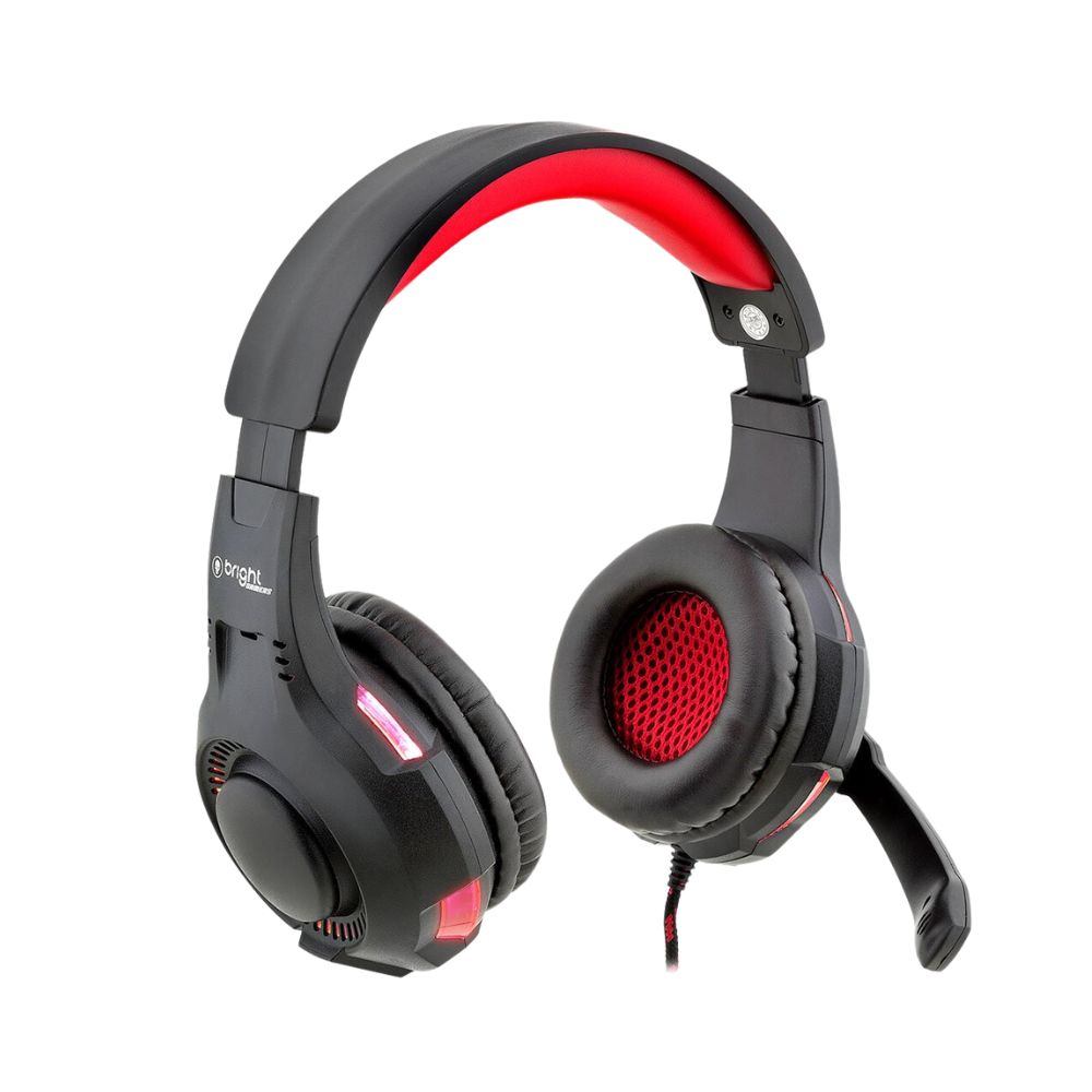 FONE DE OUVIDO HEADSET GAMER P2 C/ MICROFONE 0468 PRETO/VERMELHO BRIGHT