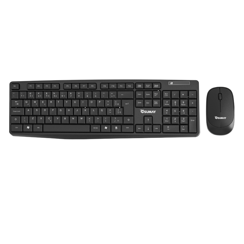 KIT TECLADO E MOUSE WIRELESS SEM FIO 1000DPI SM-KTM1308 PRETO SUMAY