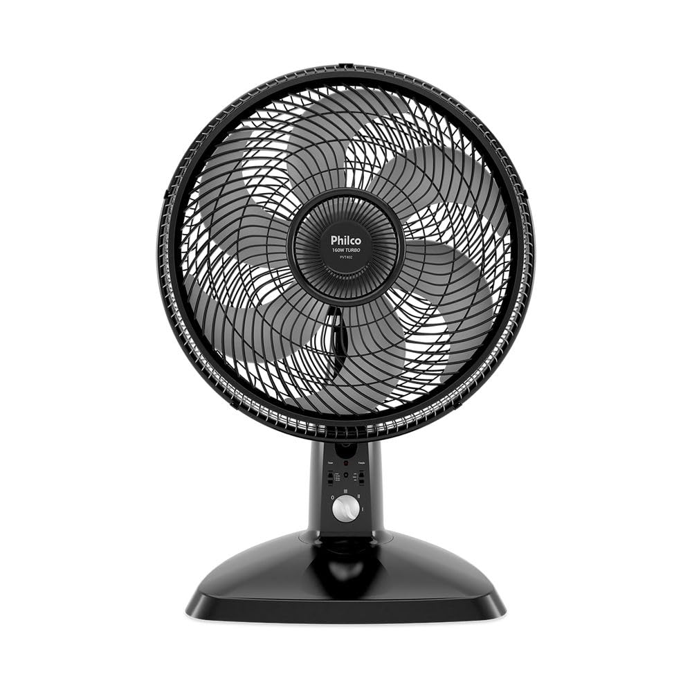 VENTILADOR DE MESA MAXX FORCE TURBO 160W 6P 45CM 127V PVT402 PRETO PHILCO