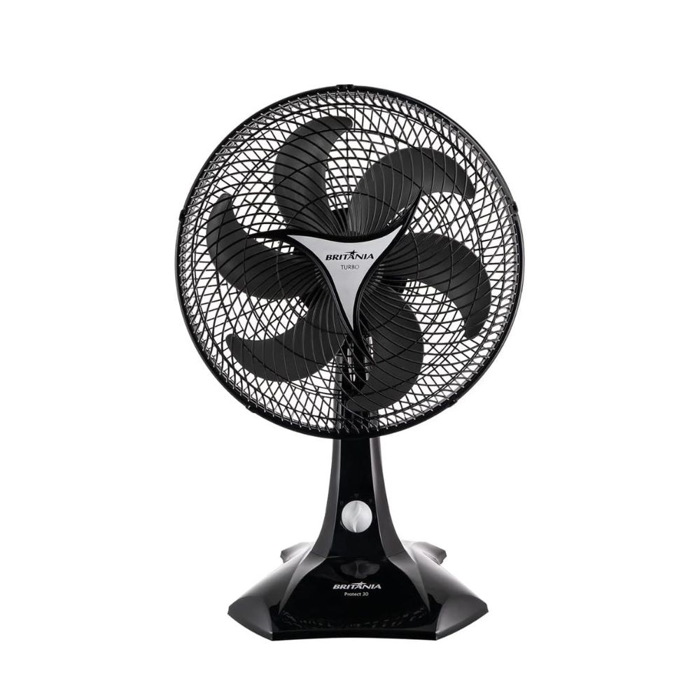 VENTILADOR DE MESA/PAREDE 2 EM 1 MAXX FORCE TURBO 60W 6P 30CM 127V PROTECT PRETO BRITANIA