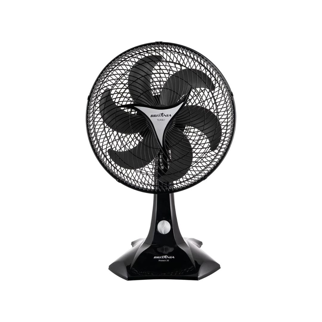 VENTILADOR DE MESA/PAREDE 2 EM 1 MAXX FORCE TURBO 60W 6P 30CM 220V PROTECT PRETO BRITANIA