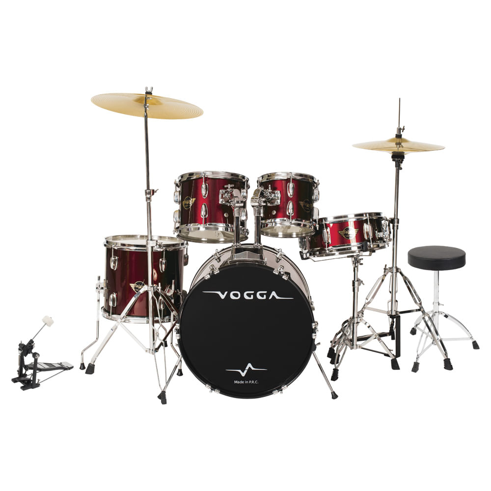 BATERIA ACUSTICA PULSE TALENT VPD220 WINE RED WRD VERMELHA VOGGA