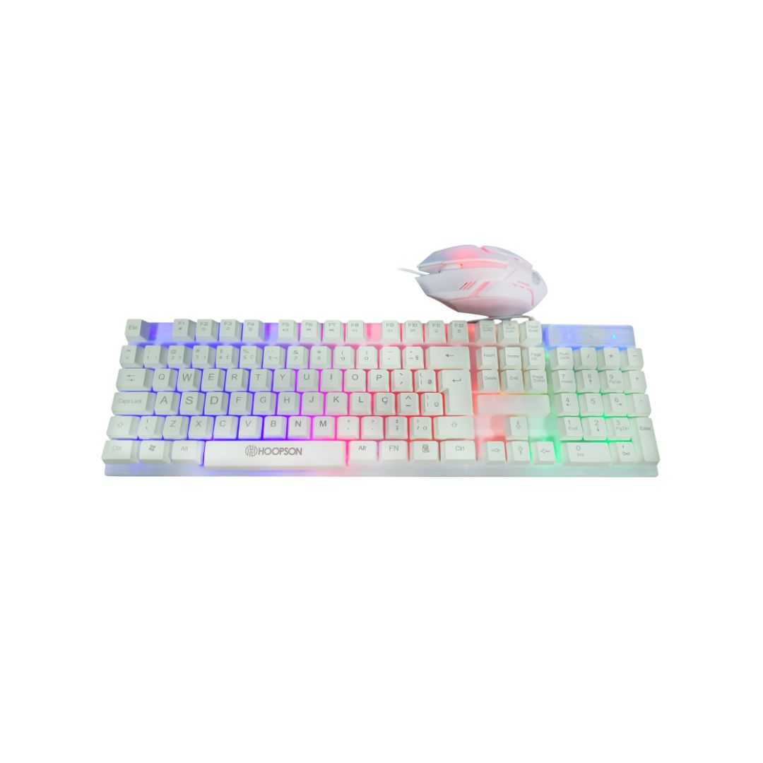 KIT GAMER LED TECLADO COM MOUSE DPI 1200 TPC-096KB BRANCO HOOPSON