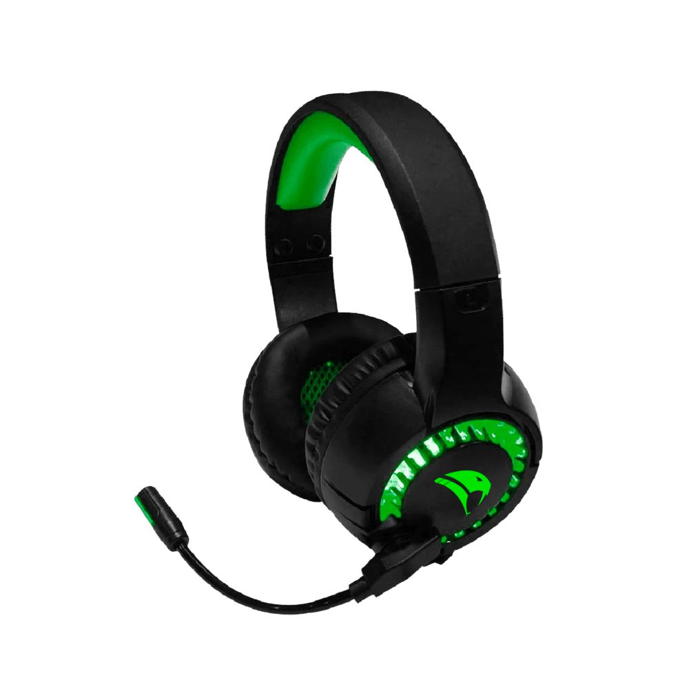 FONE DE OUVIDO HEADSET GAMER LED USB C/ MICROFONE PYTHON PRETO/VERDE VIPER PRO