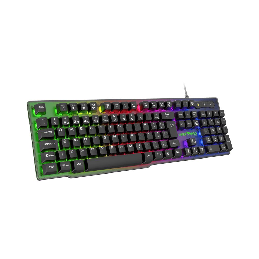 TECLADO USB GAMER LED SEMI MECANICO NAJA PRETO VIPER PRO