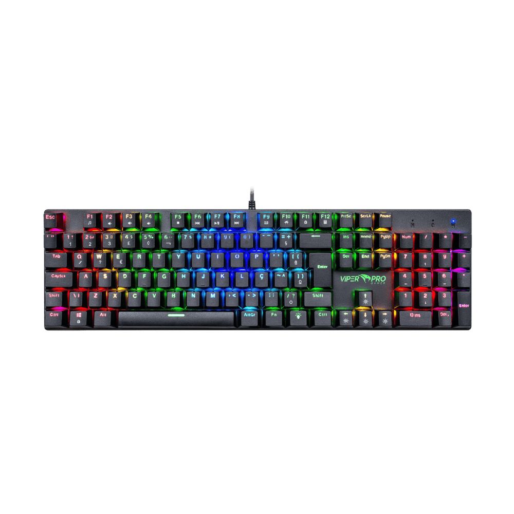 TECLADO USB MECANICO GAMER LED MAMBA SWITCH AZUL VIPER PRO