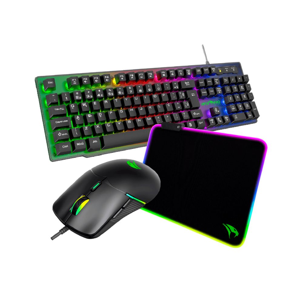 KIT GAMER 3X1 LED TECLADO/MOUSE/MOUSE PAD USB NAJA VIPER PRO