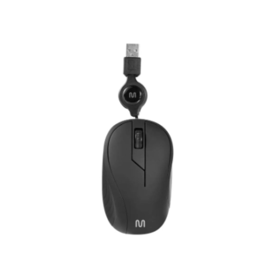 MOUSE COM FIO RETRATIL WAVE USB MINI 1200DPI MO231 PRETO MULTILASER