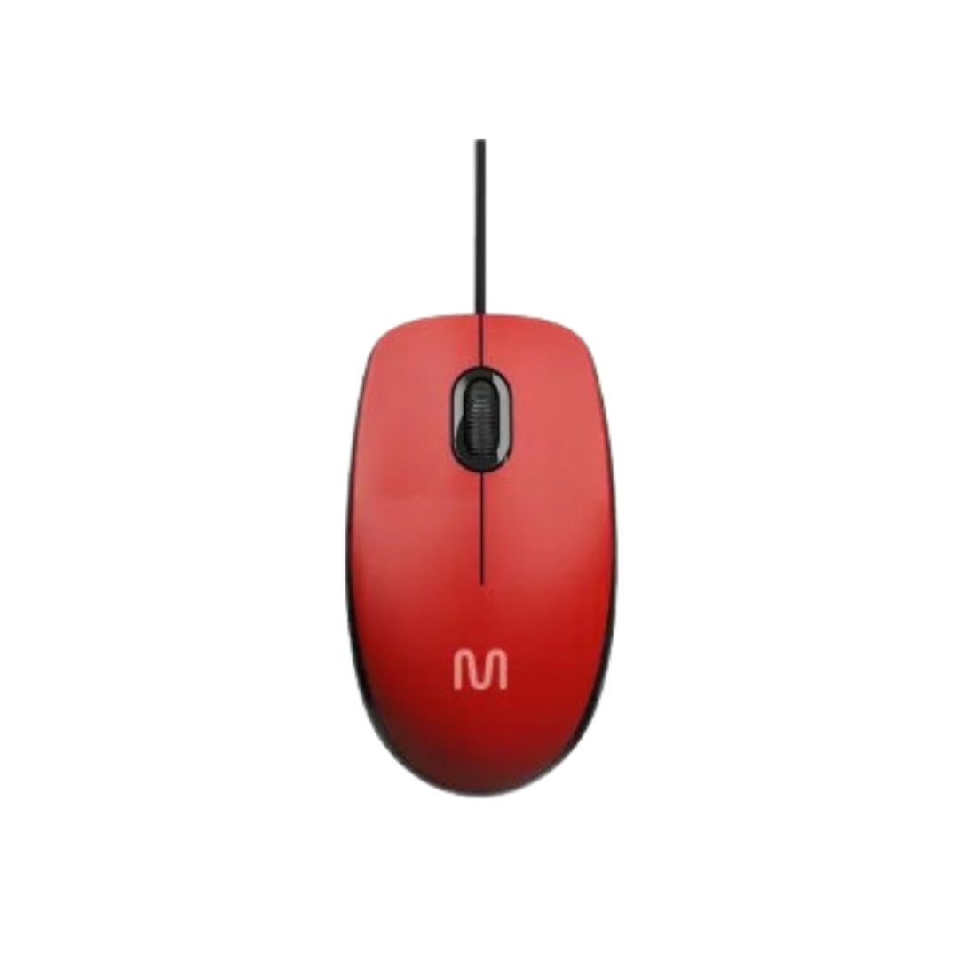 MOUSE COM FIO USB MF400 1200DPI 3BOT SLIM SILENCIOSO 180CM VERMELHO MULTILASER