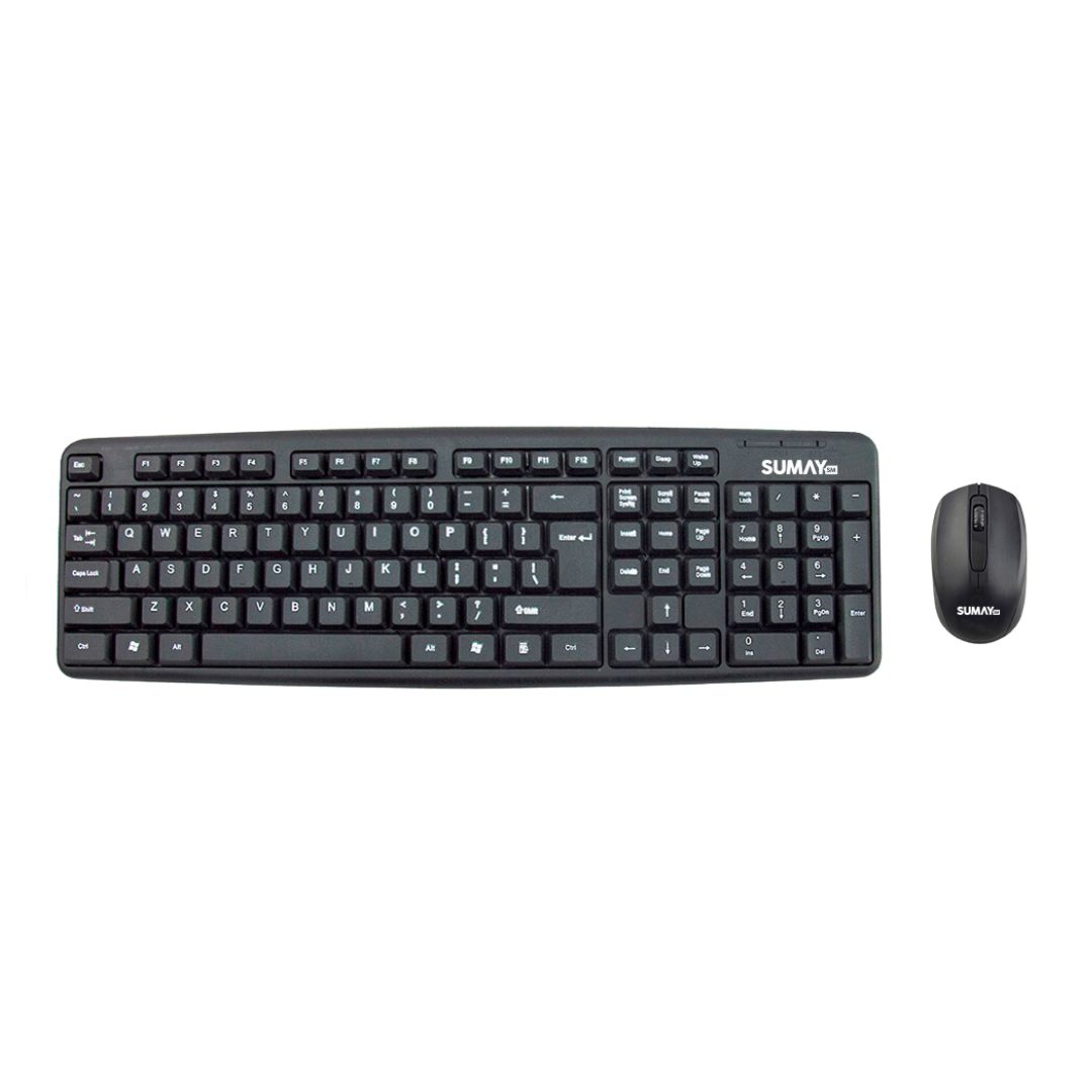 KIT TECLADO E MOUSE WIRELESS COM FIO 1000DPI SM-KTM1307 PRETO SUMAY