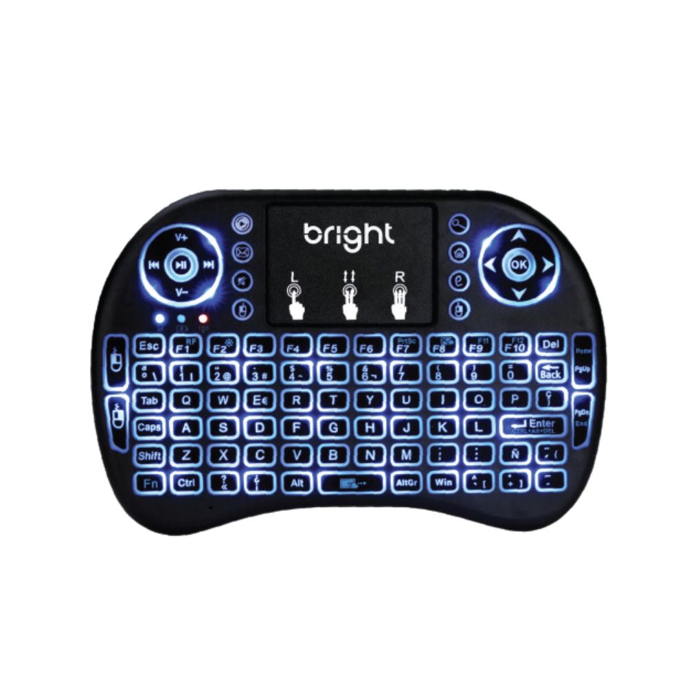 TECLADO SEM FIO MINI COM LED 0595 PRETO BRIGHT