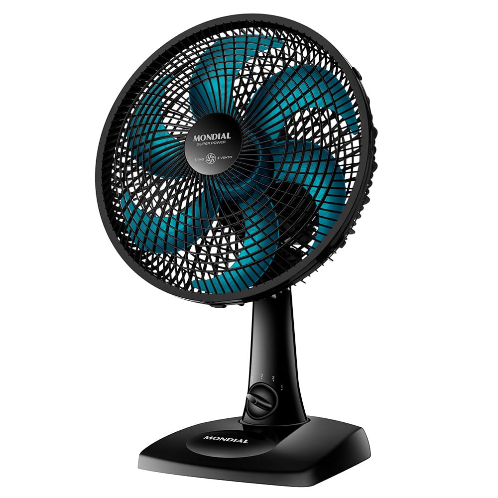 VENTILADOR DE MESA SUPER POWER 60W 6P 30CM 127V VSP-30AP PRETO/AZUL MONDIAL