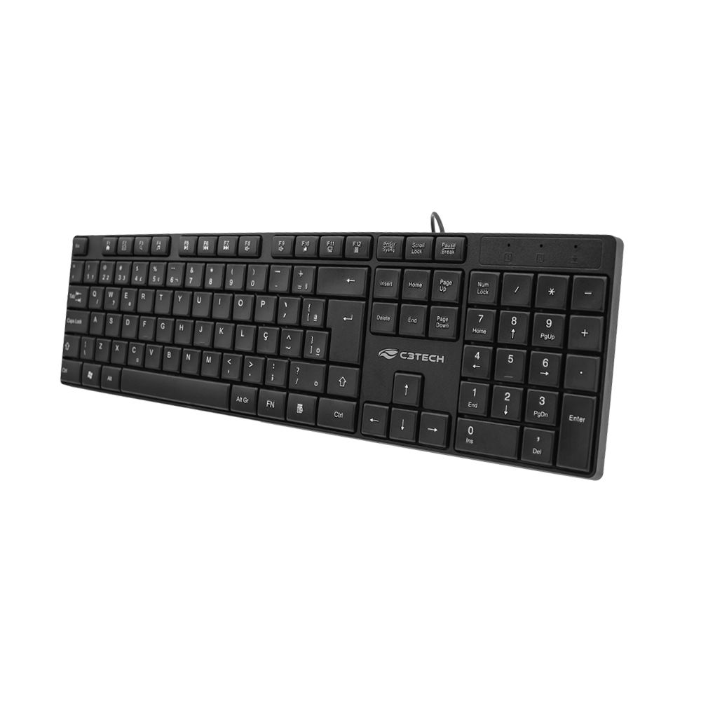 TECLADO USB MULTIMIDIA ABNT2 (TIPO CHOCOLATE) KB-M11BK PRETO C3TECH