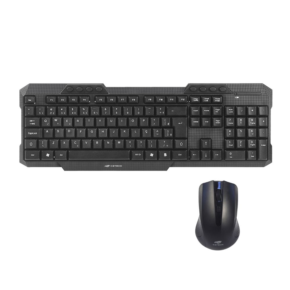 KIT TECLADO/MOUSE WIRELESS SEM FIO 1000DPI K-W10BK PRETO C3TECH