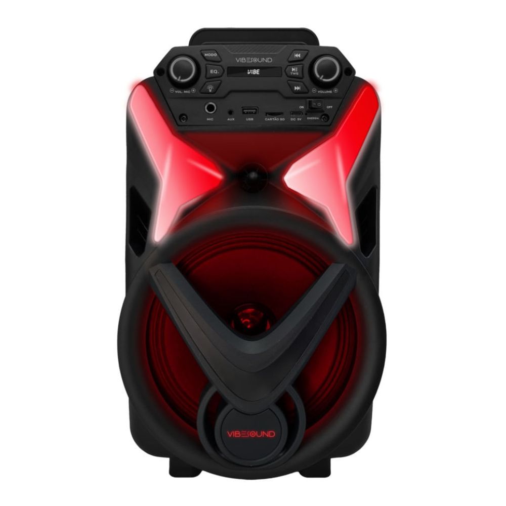CAIXA DE SOM AMPLIFICADA V8 POWER AF 8 340W C/ MICROFONE BLUETOOTH/FM/USB/SD VS002 VIBE SOUND